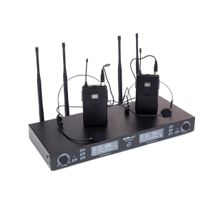 Sistem radio microfon 2 canale, cu  2 microfoane wireless headset, PLL/UHF, True Diversity, BE5035T