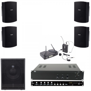 Pachet de sonorizare pentru sala fitness cu subwoofer si boxe de perete