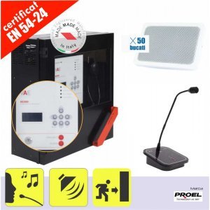 Sistem sonorizare si EVAC in conformitate cu EN 54 pentru 1 zona, max. 300 W, cu incinte audio de perete