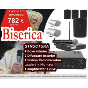KIT Sonorizare Biserica interior si exterior, 2 microfoane