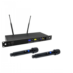 Sistem wireless UHF True Diversity cu funcție Autoscan – 2 microfoane de mână (626-668 MHz), HELVIA VERBA-201 A2